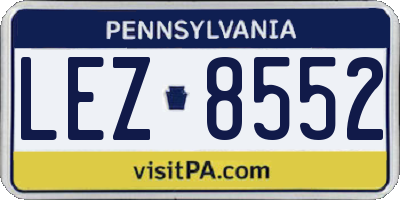 PA license plate LEZ8552