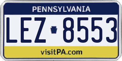 PA license plate LEZ8553
