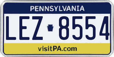 PA license plate LEZ8554