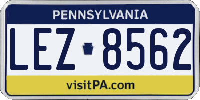 PA license plate LEZ8562