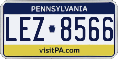 PA license plate LEZ8566