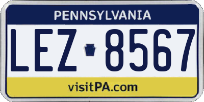 PA license plate LEZ8567