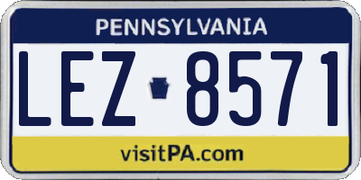 PA license plate LEZ8571