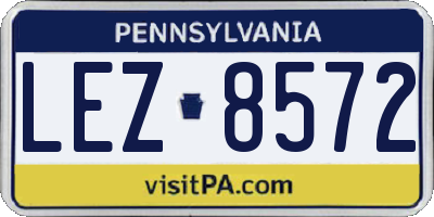 PA license plate LEZ8572
