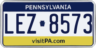 PA license plate LEZ8573