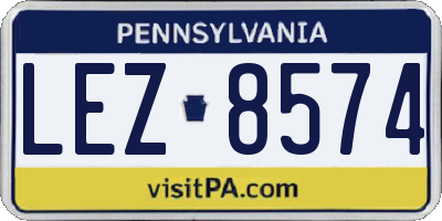 PA license plate LEZ8574