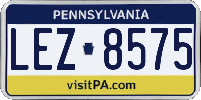 PA license plate LEZ8575