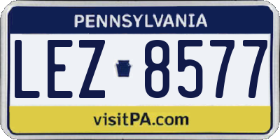 PA license plate LEZ8577