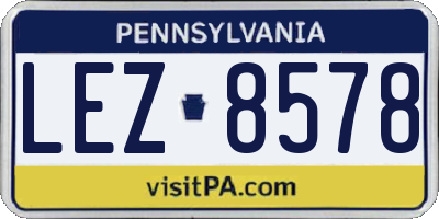 PA license plate LEZ8578