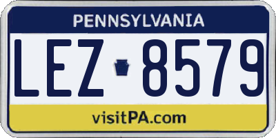 PA license plate LEZ8579