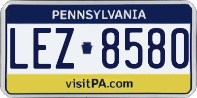 PA license plate LEZ8580