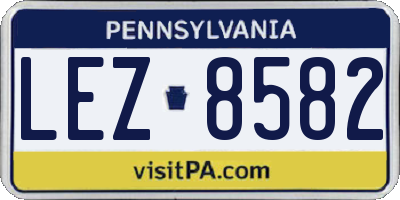 PA license plate LEZ8582