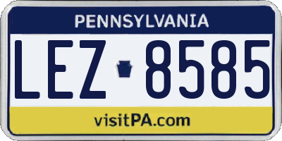 PA license plate LEZ8585