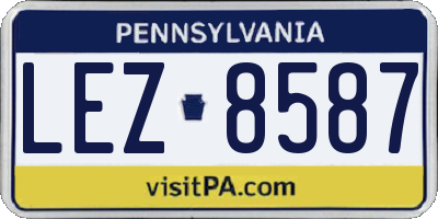 PA license plate LEZ8587
