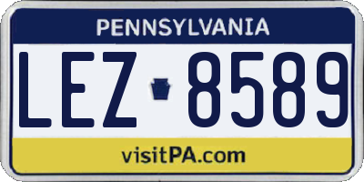 PA license plate LEZ8589