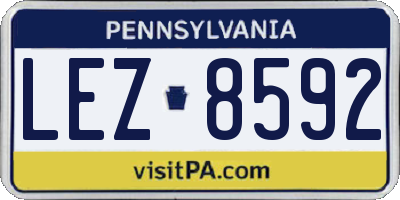 PA license plate LEZ8592