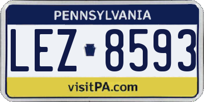 PA license plate LEZ8593