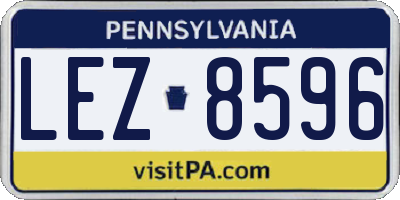 PA license plate LEZ8596