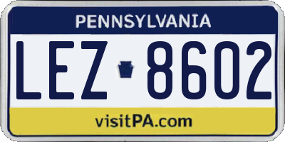 PA license plate LEZ8602