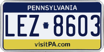 PA license plate LEZ8603