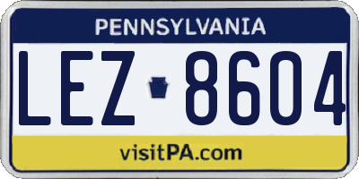 PA license plate LEZ8604