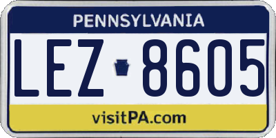 PA license plate LEZ8605