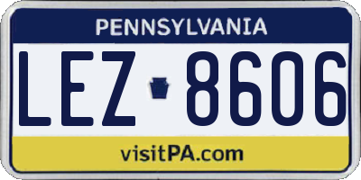 PA license plate LEZ8606