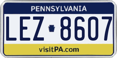 PA license plate LEZ8607