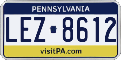 PA license plate LEZ8612