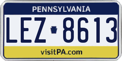 PA license plate LEZ8613