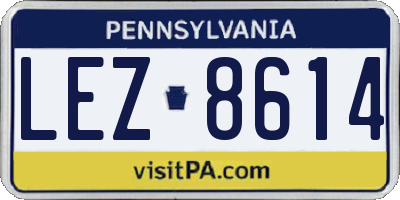 PA license plate LEZ8614