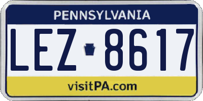 PA license plate LEZ8617
