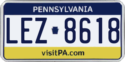 PA license plate LEZ8618