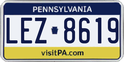 PA license plate LEZ8619