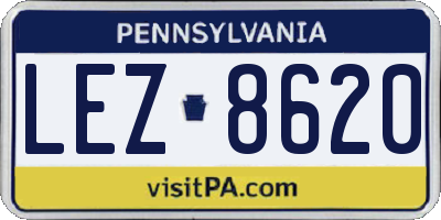 PA license plate LEZ8620