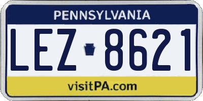 PA license plate LEZ8621