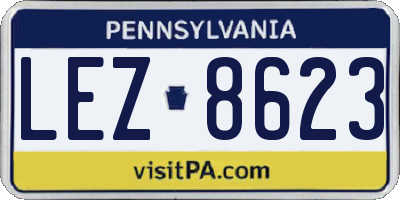 PA license plate LEZ8623