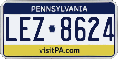 PA license plate LEZ8624