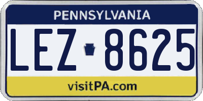 PA license plate LEZ8625