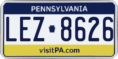 PA license plate LEZ8626