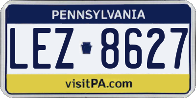 PA license plate LEZ8627