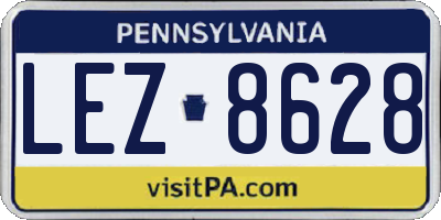 PA license plate LEZ8628