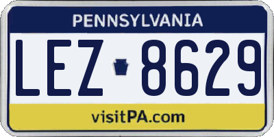PA license plate LEZ8629