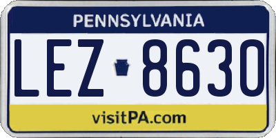 PA license plate LEZ8630