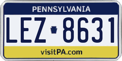PA license plate LEZ8631