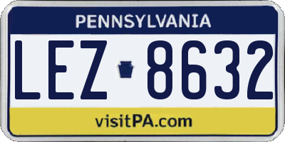 PA license plate LEZ8632
