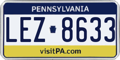 PA license plate LEZ8633