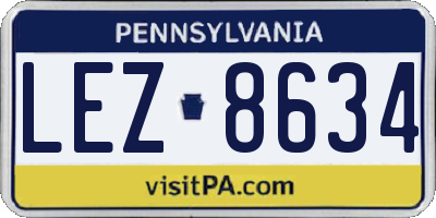 PA license plate LEZ8634