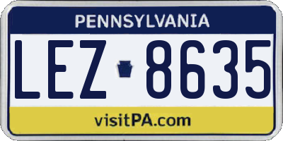 PA license plate LEZ8635