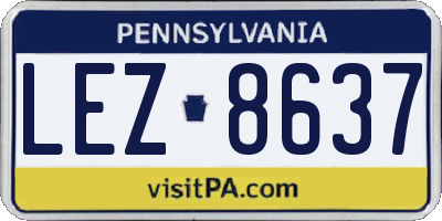 PA license plate LEZ8637